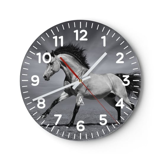 Zegar ścienny - Urodzony, by zachwycać - 30x30cm - Zwierzęta Koń Natura - Okrągły zegar ścienny - Nowoczeny Stylowy Zegar do salonu do kuchni - Cichy i Modny zegar ARTTOR