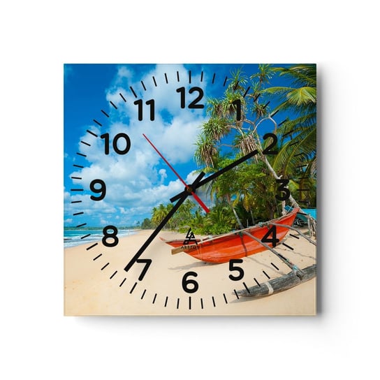 Zegar ścienny - Urok tropików - 30x30cm - Krajobraz Ocean Egzotyczna Plaża - Kwadratowy zegar ścienny - Nowoczeny Stylowy Zegar do salonu do kuchni - Cichy i Modny zegar ARTTOR