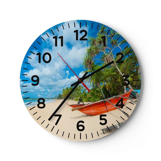 Zegar ścienny - Urok tropików - 30x30cm - Krajobraz Ocean Egzotyczna Plaża - Okrągły zegar ścienny - Nowoczeny Stylowy Zegar do salonu do kuchni - Cichy i Modny zegar ARTTOR