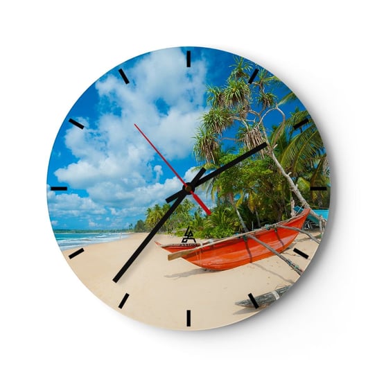 Zegar ścienny - Urok tropików - 40x40cm - Krajobraz Ocean Egzotyczna Plaża - Okrągły zegar ścienny - Nowoczeny Stylowy Zegar do salonu do kuchni - Cichy i Modny zegar ARTTOR