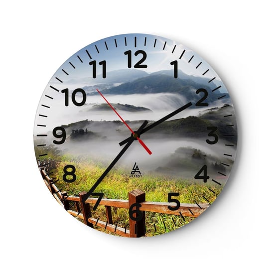Zegar ścienny - Utkane z blasku i mgły - 30x30cm - Krajobraz Góry Park Narodowy - Okrągły zegar ścienny - Nowoczeny Stylowy Zegar do salonu do kuchni - Cichy i Modny zegar ARTTOR