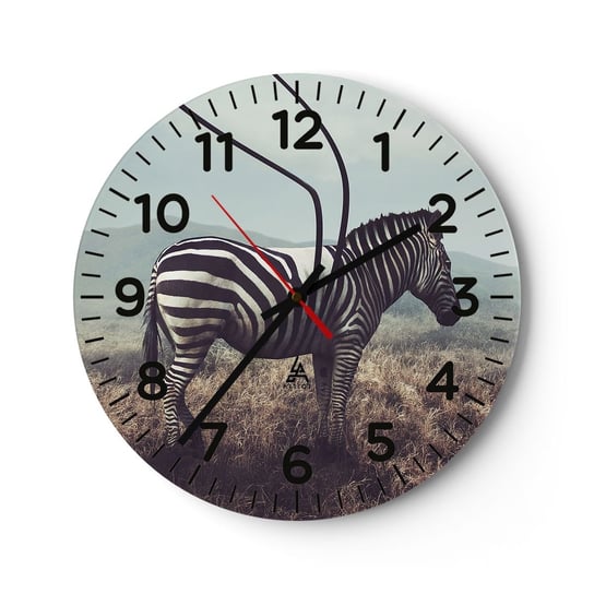 Zegar ścienny - Uwaga! Usterka - 30x30cm - Abstrakcja Zebra Natura - Okrągły zegar ścienny - Nowoczeny Stylowy Zegar do salonu do kuchni - Cichy i Modny zegar ARTTOR
