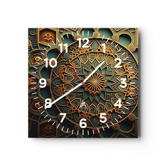 Zegar ścienny - W arabskim klimacie - 30x30cm - Mozaika Arabski Ozdoby - Kwadratowy zegar ścienny - Nowoczeny Stylowy Zegar do salonu do kuchni - Cichy i Modny zegar ARTTOR