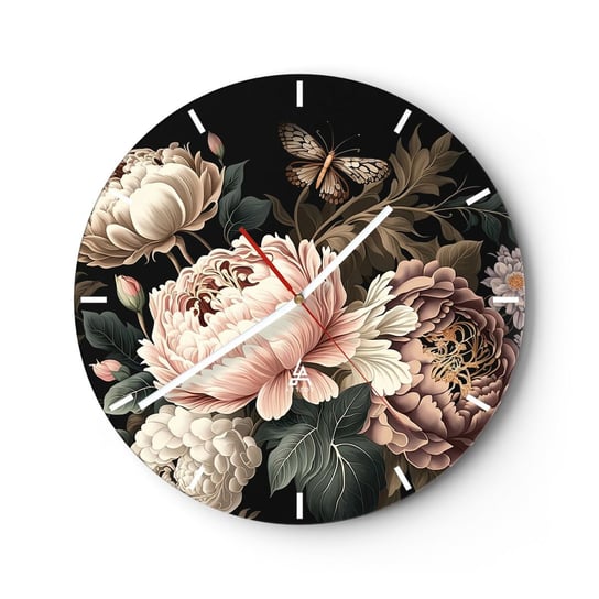Zegar ścienny - W barokowym stylu - 40x40cm - Botanika Kwiaty Shabby Chic - Okrągły zegar ścienny - Nowoczeny Stylowy Zegar do salonu do kuchni - Cichy i Modny zegar ARTTOR