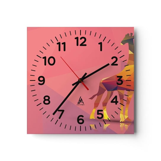 Zegar ścienny - W barwach sawanny - 30x30cm - Zwierzęta Żyrafa Figura Geometryczna - Kwadratowy zegar ścienny - Nowoczeny Stylowy Zegar do salonu do kuchni - Cichy i Modny zegar ARTTOR