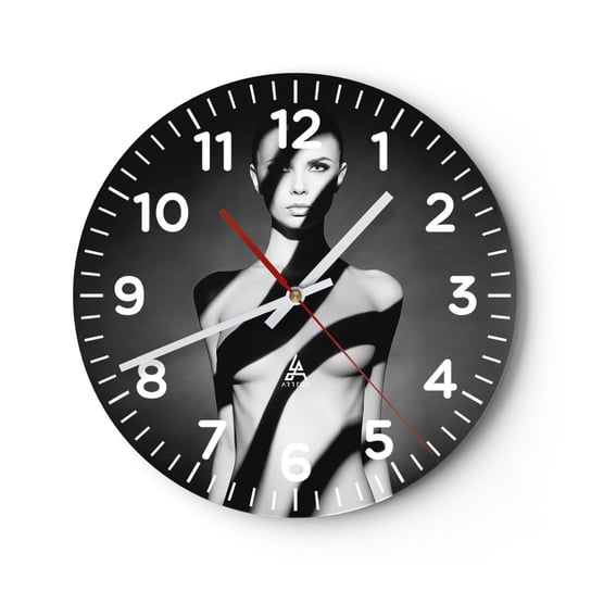 Zegar ścienny - W blasku i w cieniu - 30x30cm - Kobieta Ciało Sztuka - Okrągły zegar ścienny - Nowoczeny Stylowy Zegar do salonu do kuchni - Cichy i Modny zegar ARTTOR