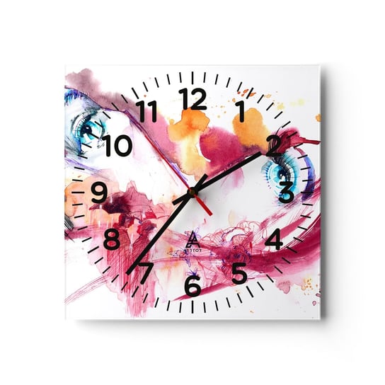 Zegar ścienny - W bliskości świat rozkwita - 30x30cm - Abstrakcja Kobieca Twarz Kobiece Oczy - Kwadratowy zegar ścienny - Nowoczeny Stylowy Zegar do salonu do kuchni - Cichy i Modny zegar ARTTOR