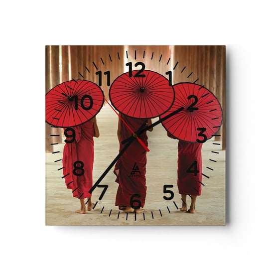 Zegar ścienny - W drodze do Czystej Krainy - 30x30cm - Azja Birma Kobiety - Kwadratowy zegar ścienny - Nowoczeny Stylowy Zegar do salonu do kuchni - Cichy i Modny zegar ARTTOR