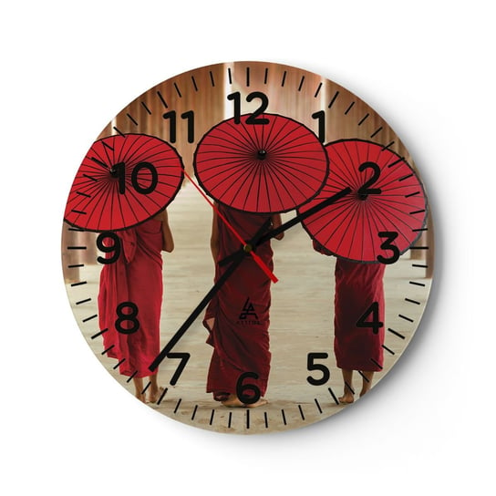 Zegar ścienny - W drodze do Czystej Krainy - 30x30cm - Azja Birma Kobiety - Okrągły zegar ścienny - Nowoczeny Stylowy Zegar do salonu do kuchni - Cichy i Modny zegar ARTTOR