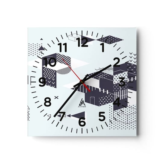 Zegar ścienny - W duszy matematyka - 30x30cm - Abstrakcja Sztuka Nowoczesny Wzór - Kwadratowy zegar ścienny - Nowoczeny Stylowy Zegar do salonu do kuchni - Cichy i Modny zegar ARTTOR