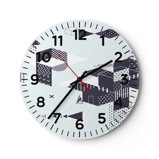 Zegar ścienny - W duszy matematyka - 30x30cm - Abstrakcja Sztuka Nowoczesny Wzór - Okrągły zegar ścienny - Nowoczeny Stylowy Zegar do salonu do kuchni - Cichy i Modny zegar ARTTOR