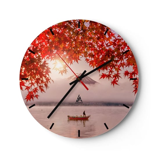 Zegar ścienny - W japońskim klimacie - 40x40cm - Krajobraz Jezioro Japonia - Okrągły zegar ścienny - Nowoczeny Stylowy Zegar do salonu do kuchni - Cichy i Modny zegar ARTTOR