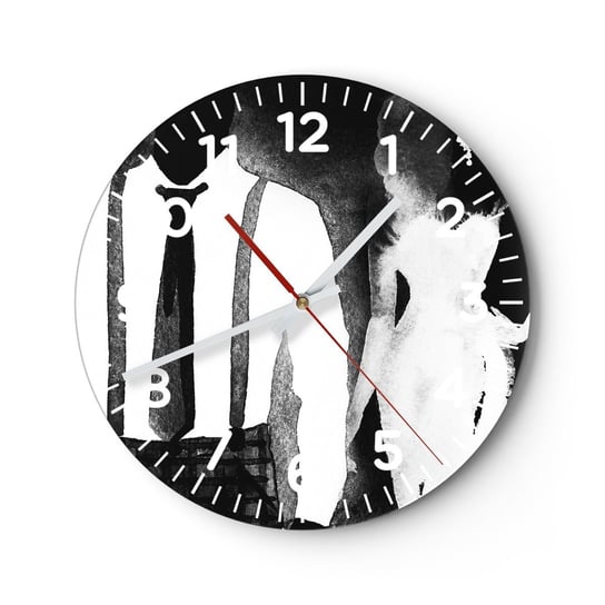 Zegar ścienny - W klimacie noir - 40x40cm - Abstrakcja Kobieta I Mężczyzna Moda - Okrągły zegar szklany - Nowoczeny Stylowy Zegar do salonu do kuchni - Cichy i Modny zegar ARTTOR
