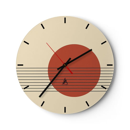 Zegar ścienny - W koło i dalej - 30x30cm - Abstrakcja Sztuka Grafika - Okrągły zegar na szkle - Nowoczeny Stylowy Zegar do salonu do kuchni - Cichy i Modny zegar ARTTOR