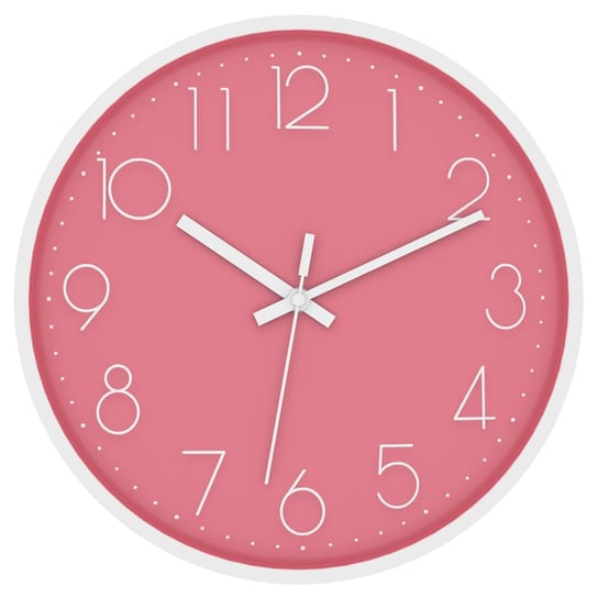 Zegar Ścienny W Kolorze Białym - Różowym 30,5 Cm - Praktyczny Chronometr Do Każdego Pomieszczenia Intirilife