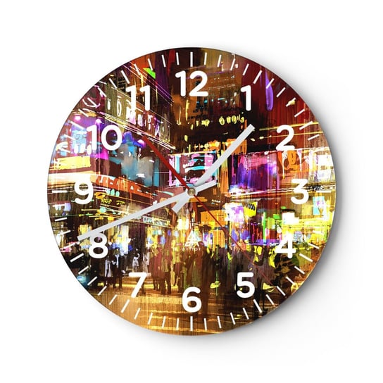 Zegar ścienny - W morzu światła - 30x30cm - Miasto Architektura Nocne Życie - Okrągły zegar ścienny - Nowoczeny Stylowy Zegar do salonu do kuchni - Cichy i Modny zegar ARTTOR