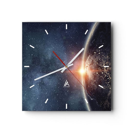 Zegar ścienny - W nowej perspektywie - 30x30cm - Kosmos Galaktyka Wszechświat - Kwadratowy zegar na szkle - Nowoczeny Stylowy Zegar do salonu do kuchni - Cichy i Modny zegar ARTTOR