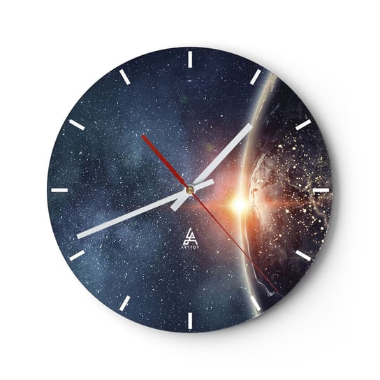 Zegar ścienny - W nowej perspektywie - 40x40cm - Kosmos Galaktyka Wszechświat - Okrągły zegar ścienny - Nowoczeny Stylowy Zegar do salonu do kuchni - Cichy i Modny zegar ARTTOR