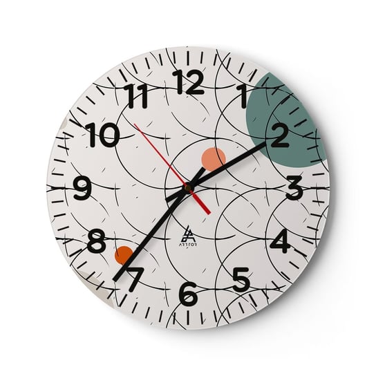 Zegar ścienny - W pop-artowym duchu - 30x30cm - Koła Minimalizm Delikatny - Okrągły zegar ścienny - Nowoczeny Stylowy Zegar do salonu do kuchni - Cichy i Modny zegar ARTTOR