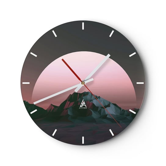Zegar ścienny - W sąsiedniej galaktyce - 30x30cm - Abstrakcja Góry Krajobraz - Okrągły zegar na szkle - Nowoczeny Stylowy Zegar do salonu do kuchni - Cichy i Modny zegar ARTTOR