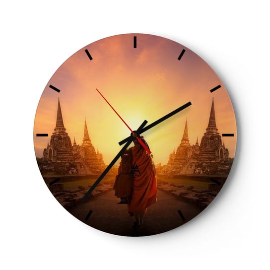 Zegar ścienny - W spokoju przez wieczność - 40x40cm - Tajlandia Buddyzm Świątynia - Okrągły zegar ścienny - Nowoczeny Stylowy Zegar do salonu do kuchni - Cichy i Modny zegar ARTTOR
