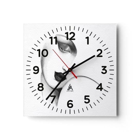 Zegar ścienny - W stylu Łempickiej - 30x30cm - Portret Kobiety Kobieca Twarz Sztuka - Kwadratowy zegar ścienny - Nowoczeny Stylowy Zegar do salonu do kuchni - Cichy i Modny zegar ARTTOR