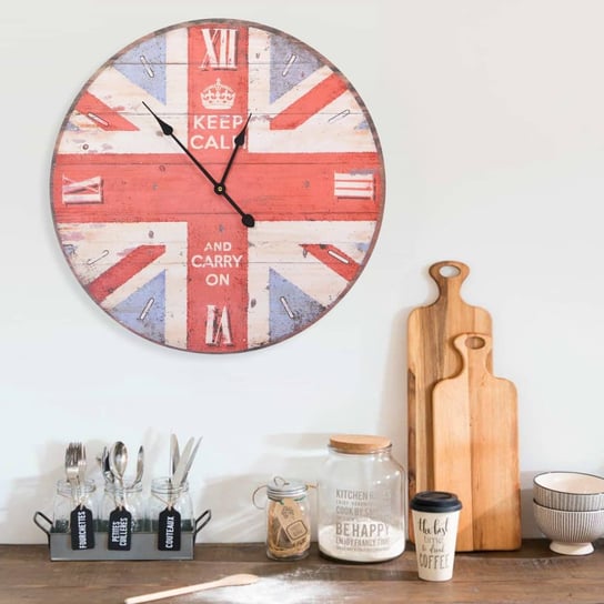 Zegar ścienny w stylu vintage, z flagą UK, 60 cm vidaXL