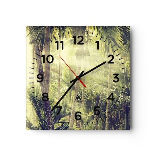 Zegar ścienny - W zielonym żarze - 30x30cm - Krajobraz Dżungla Las Tropikalny - Kwadratowy zegar ścienny - Nowoczeny Stylowy Zegar do salonu do kuchni - Cichy i Modny zegar ARTTOR
