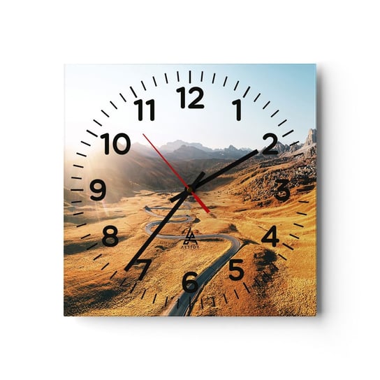 Zegar ścienny - W złotej dolinie - 30x30cm - Krajobraz Góry Włochy - Kwadratowy zegar ścienny - Nowoczeny Stylowy Zegar do salonu do kuchni - Cichy i Modny zegar ARTTOR
