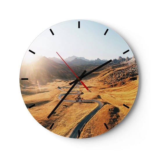 Zegar ścienny - W złotej dolinie - 40x40cm - Krajobraz Góry Włochy - Okrągły zegar ścienny - Nowoczeny Stylowy Zegar do salonu do kuchni - Cichy i Modny zegar ARTTOR