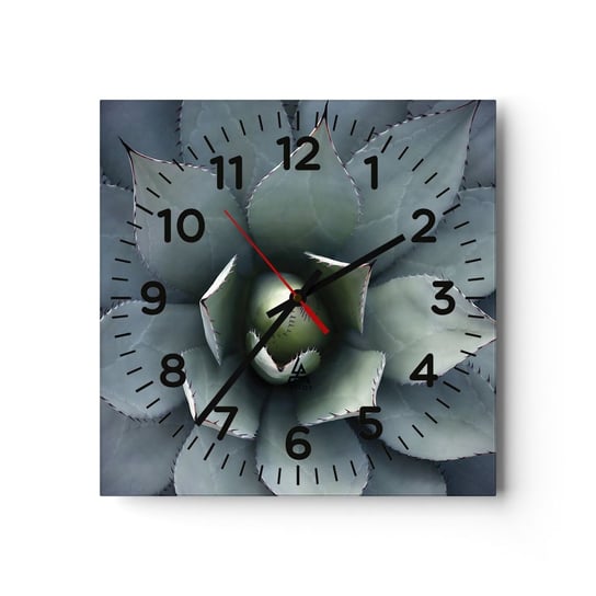 Zegar ścienny - Wabi i przestrzega - 30x30cm - Kwiat Agawy Agawa Egzotyka - Kwadratowy zegar ścienny - Nowoczeny Stylowy Zegar do salonu do kuchni - Cichy i Modny zegar ARTTOR