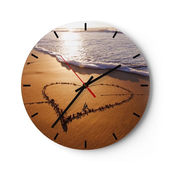 Zegar ścienny - Wakacyjne wyznanie - 40x40cm - Krajobraz Plaża Morze - Okrągły zegar ścienny - Nowoczeny Stylowy Zegar do salonu do kuchni - Cichy i Modny zegar ARTTOR