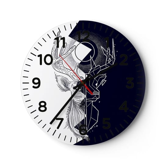 Zegar ścienny - Walka i jedność przeciwieństw - 30x30cm - Abstrakcja Sztuka Jeleń - Okrągły zegar ścienny - Nowoczeny Stylowy Zegar do salonu do kuchni - Cichy i Modny zegar ARTTOR
