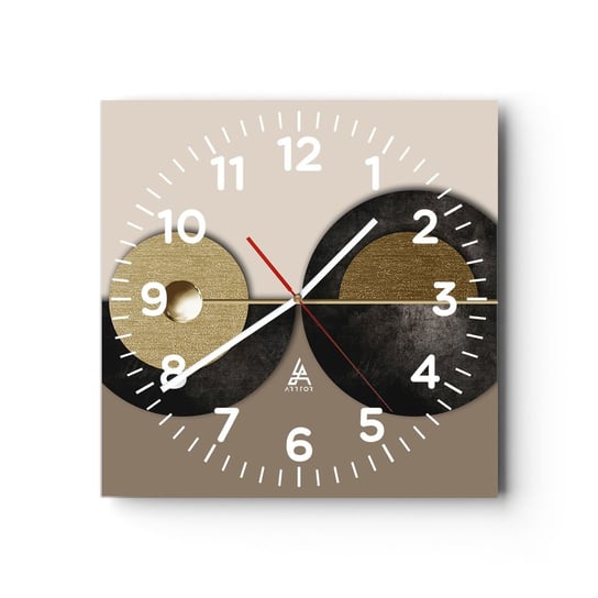 Zegar ścienny - Wariacje wokół koła - 30x30cm - Koła Abstrakcja Art Deco - Kwadratowy zegar ścienny - Nowoczeny Stylowy Zegar do salonu do kuchni - Cichy i Modny zegar ARTTOR