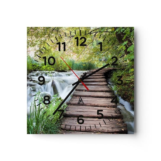 Zegar ścienny - Wcale nie cicha woda - 30x30cm - Krajobraz Chorwacja Natura - Kwadratowy zegar ścienny - Nowoczeny Stylowy Zegar do salonu do kuchni - Cichy i Modny zegar ARTTOR