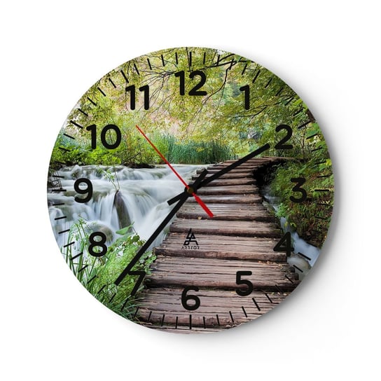 Zegar ścienny - Wcale nie cicha woda - 30x30cm - Krajobraz Chorwacja Natura - Okrągły zegar ścienny - Nowoczeny Stylowy Zegar do salonu do kuchni - Cichy i Modny zegar ARTTOR