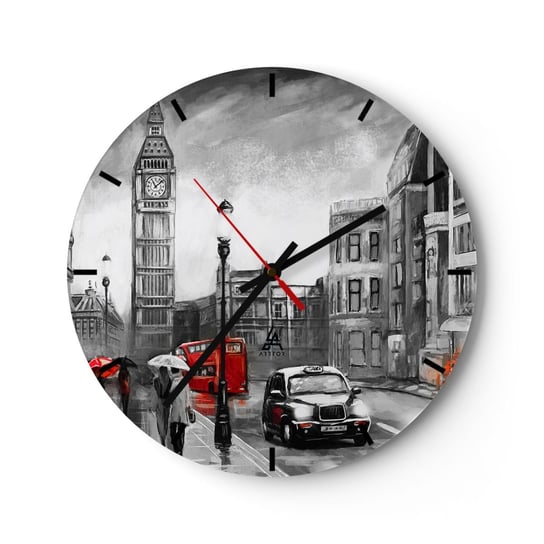 Zegar ścienny - Wcale nie szare miasto - 40x40cm - Londyn Miasto Architektura - Okrągły zegar ścienny - Nowoczeny Stylowy Zegar do salonu do kuchni - Cichy i Modny zegar ARTTOR