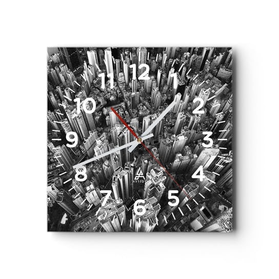 Zegar ścienny - Wciąż wyżej i wyżej - 30x30cm - Architektura Miasto Metropolia - Kwadratowy zegar ścienny - Nowoczeny Stylowy Zegar do salonu do kuchni - Cichy i Modny zegar ARTTOR