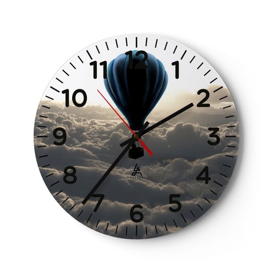 Zegar ścienny - Wędrowiec ponad chmurami - 30x30cm - Krajobraz Lot Balonem Podróże - Okrągły zegar ścienny - Nowoczeny Stylowy Zegar do salonu do kuchni - Cichy i Modny zegar ARTTOR