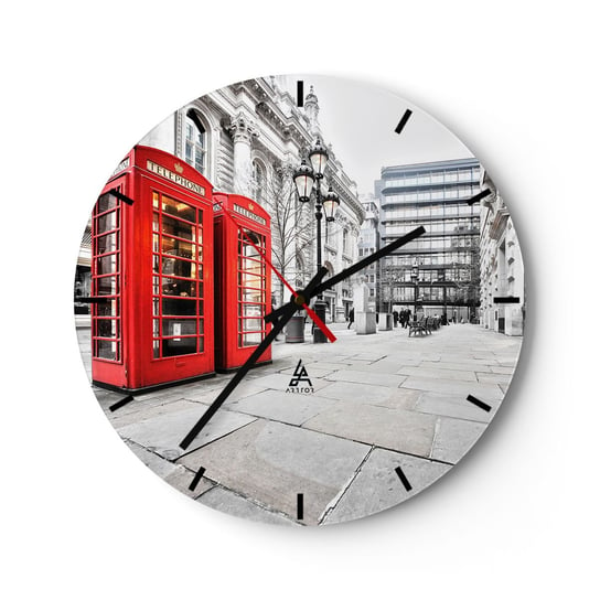 Zegar ścienny - Welcome to London - 30x30cm - Miasta Londyn Architektura - Okrągły zegar na szkle - Nowoczeny Stylowy Zegar do salonu do kuchni - Cichy i Modny zegar ARTTOR