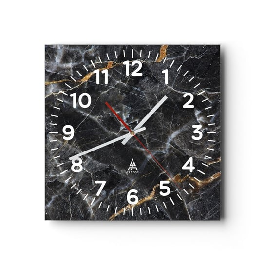 Zegar ścienny - Wewnętrzne życie kamienia - 30x30cm - Abstrakcja Sztuka Marmur - Kwadratowy zegar ścienny - Nowoczeny Stylowy Zegar do salonu do kuchni - Cichy i Modny zegar ARTTOR