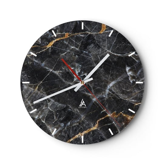 Zegar ścienny - Wewnętrzne życie kamienia - 30x30cm - Abstrakcja Sztuka Marmur - Okrągły zegar na szkle - Nowoczeny Stylowy Zegar do salonu do kuchni - Cichy i Modny zegar ARTTOR