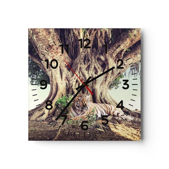 Zegar ścienny - Widok z Księgi Rodzaju - 30x30cm - Tygrys Bengalski Indie Krajobraz - Kwadratowy zegar ścienny - Nowoczeny Stylowy Zegar do salonu do kuchni - Cichy i Modny zegar ARTTOR