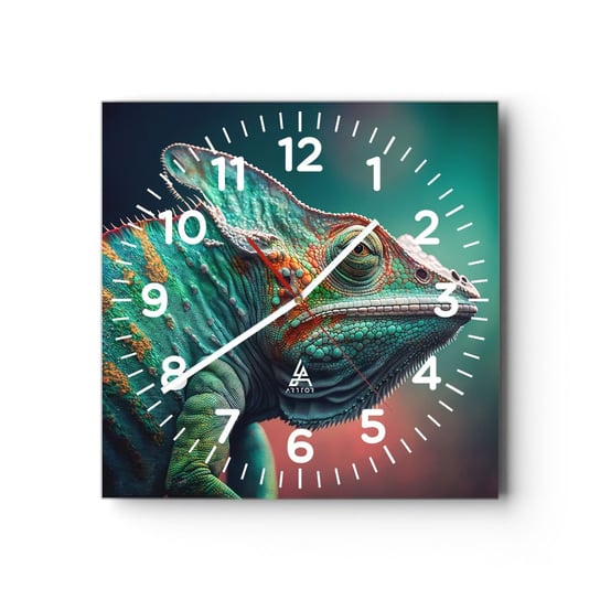 Zegar ścienny - Widzisz mnie? Niedobrze… - 30x30cm - Kameleon Zwierzęta Gad - Kwadratowy zegar ścienny - Nowoczeny Stylowy Zegar do salonu do kuchni - Cichy i Modny zegar ARTTOR