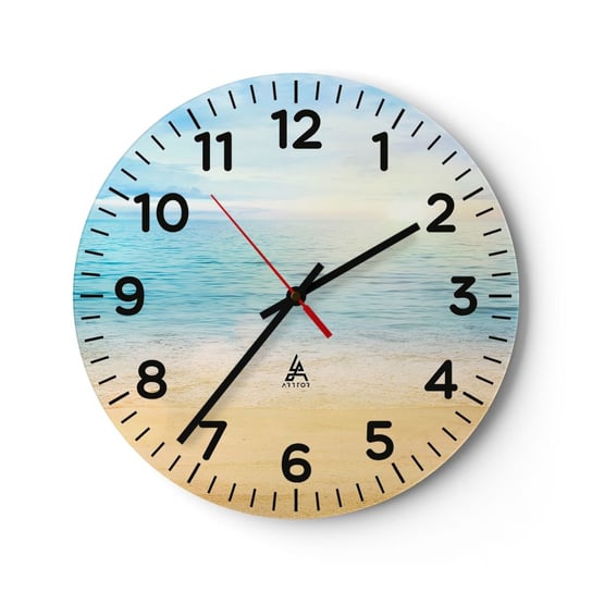 Zegar ścienny - Wielki błękit - 30x30cm - Morze Widok Plaża - Okrągły zegar ścienny - Nowoczeny Stylowy Zegar do salonu do kuchni - Cichy i Modny zegar ARTTOR