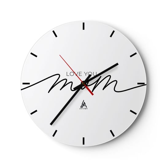 Zegar ścienny - Wielkie wzruszenie - 30x30cm - Typografia Afirmacja Maksyma - Okrągły zegar na szkle - Nowoczeny Stylowy Zegar do salonu do kuchni - Cichy i Modny zegar ARTTOR