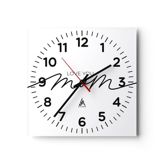Zegar ścienny - Wielkie wzruszenie - 40x40cm - Typografia Afirmacja Maksyma - Kwadratowy zegar szklany - Nowoczeny Stylowy Zegar do salonu do kuchni - Cichy i Modny zegar ARTTOR