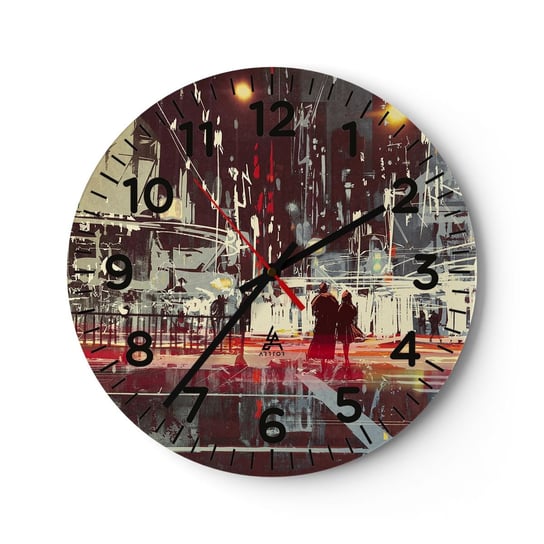 Zegar ścienny - Wielkomiejska przeprawa - 40x40cm - Miasto Architektura Nocne Życie - Okrągły zegar szklany - Nowoczeny Stylowy Zegar do salonu do kuchni - Cichy i Modny zegar ARTTOR