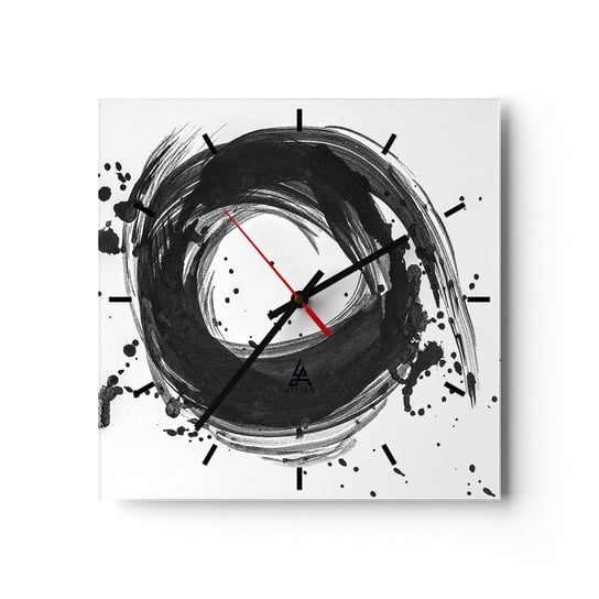 Zegar ścienny - Wir tworzenia - 30x30cm - Abstrakcja Sztuka Grafika - Kwadratowy zegar na szkle - Nowoczeny Stylowy Zegar do salonu do kuchni - Cichy i Modny zegar ARTTOR