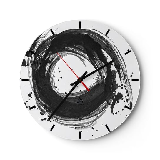Zegar ścienny - Wir tworzenia - 30x30cm - Abstrakcja Sztuka Grafika - Okrągły zegar na szkle - Nowoczeny Stylowy Zegar do salonu do kuchni - Cichy i Modny zegar ARTTOR